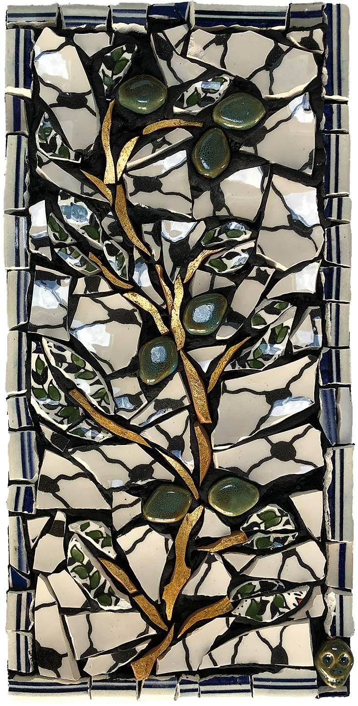 olive tree mosaic panel